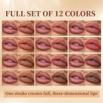 Petansy Matte Lip Liner Set,12 Colors Long Lasting Waterproof Nude Lip Liner Pencil Set,Smooth and High Pigmented Natural Lip Makeup Pencil,Matte Makeup Lipliners