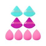 Freeman Puffs N' Stuff Powder Puffs + Liquid Sponges 8 Count Set, Makeup Blending Sponges For Liquid & Cream Foundation & Concealer, Triangle Powder Puff For Setting Powder, Vegan & Cruelty Free