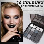 K'APEINE 16 Color Smokey Eyeshadow Palette, Black Eyeshadow Palette Goth Eye Shadow Matte Velvet & Metallic Shimmer Cool Smoky Dark Shades for Goth Makeup No Fading, Long Lasting Waterproof