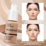 PHOERA 30ml Foundation Liquid,Full Coverage Foundation 24HR Matte Oil Control Concealer Face Liquid Foundation,Flawless Cream Smooth Brighten Long Lasting (103# Warm Peach)