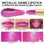 Oulac Pink Lipstick for Women with Metallic 3D Shine Lightweight Hydrating Formula, High Impact Lip Color, Full Coverage Lip Makeup, Christmas Gifts for Women, Velocity(15)