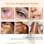 3 Colors Highlighter Makeup Palette, Face Highlight Makeup Contour Powder, Waterproof Long Lasting Glitter Face Illuminator Highlighter for Women, 01 Lunar Glow Trio