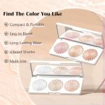 3 Colors Highlighter Makeup Palette, Face Highlight Makeup Contour Powder, Waterproof Long Lasting Glitter Face Illuminator Highlighter for Women, 01 Lunar Glow Trio