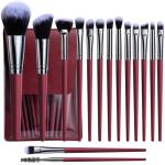 BS-MALL 15PCS Professional Makeup Brushes Set – Multi-Purpose Travel-Friendly Makeup Brush Set with Case – Affordable & Luxury Makeup Kit for Even Application (Silver red)