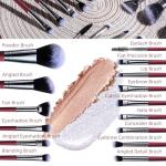 BS-MALL 15PCS Professional Makeup Brushes Set – Multi-Purpose Travel-Friendly Makeup Brush Set with Case – Affordable & Luxury Makeup Kit for Even Application (Silver red)