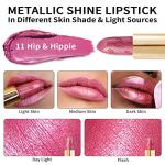 Oulac Pink Lipstick for Women with Metallic 3D Shine Lightweight Hydrating Formula, High Impact Lip Color, Vegan Beauty, Full Coverage Lip Makeup, Christmas Gifts for Women, Hip & Hippie(11)