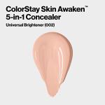 Revlon ColorStay Skin Awaken 5-in-1 Concealer, Lightweight, Creamy Longlasting Face Makeup with Caffeine & Vitamin C, For Imperfections, Dark Circles & Redness, 002 Universal Brightener, 0.27 Fl Oz