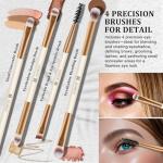 HEYMKGO Makeup Brushes Set, 6Pcs Double-ended Foundation Contour Concealer Powder Eyeshadow Brush for Liquid, Cream, Powder for Blending Buffing Professional Face Brush Set Tools(Apricot)