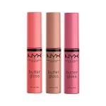 NYX PROFESSIONAL MAKEUP Butter Gloss, Non-Sticky Lip Gloss - Pack Of 3 (Angel Food Cake, Creme Brulee, Madeleine)
