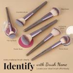 MAANGE 30 Pcs Professional Makeup Brush Set with Travel Case – Kabuki, Foundation, Powder, Blush,Blending& Eyeshadow Brushes, Labeled for Gift-Ready Box,Champagne