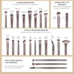 MAANGE 30 Pcs Professional Makeup Brush Set with Travel Case – Kabuki, Foundation, Powder, Blush,Blending& Eyeshadow Brushes, Labeled for Gift-Ready Box,Champagne