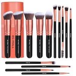 14-Piece Synthetic Makeup Brush Set in Black/Silver/Rose Gold