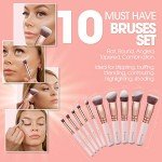 10-Piece Kabuki Makeup Brush Set for All Products
