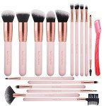 16-Piece Pink Makeup Brush Set with Eyebrow Razor