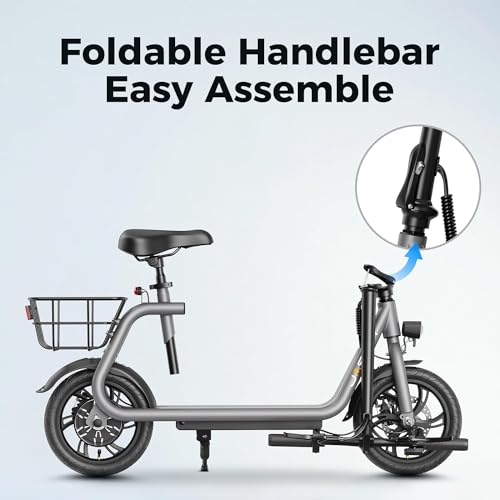 Jasion Foldable Electric Scooter with Seat and Basket