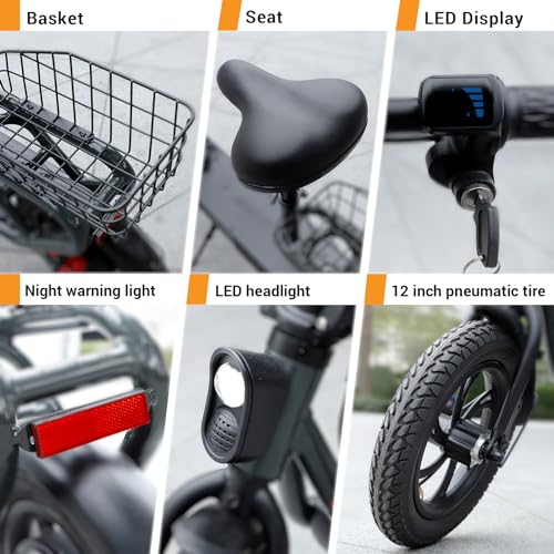 TST Foldable Electric Scooter with Seat and Basket