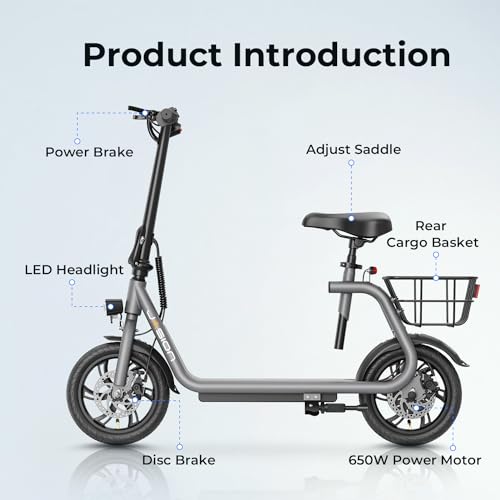 Jasion Folding Electric Scooter, 650W, 20MPH Speed