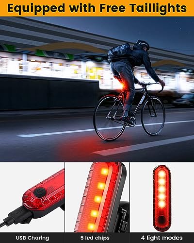 9000 Lumen USB Rechargeable Bike Light Set