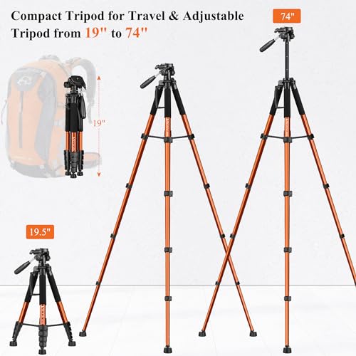 Lightweight 74" Camera Tripod for DSLR/SLR