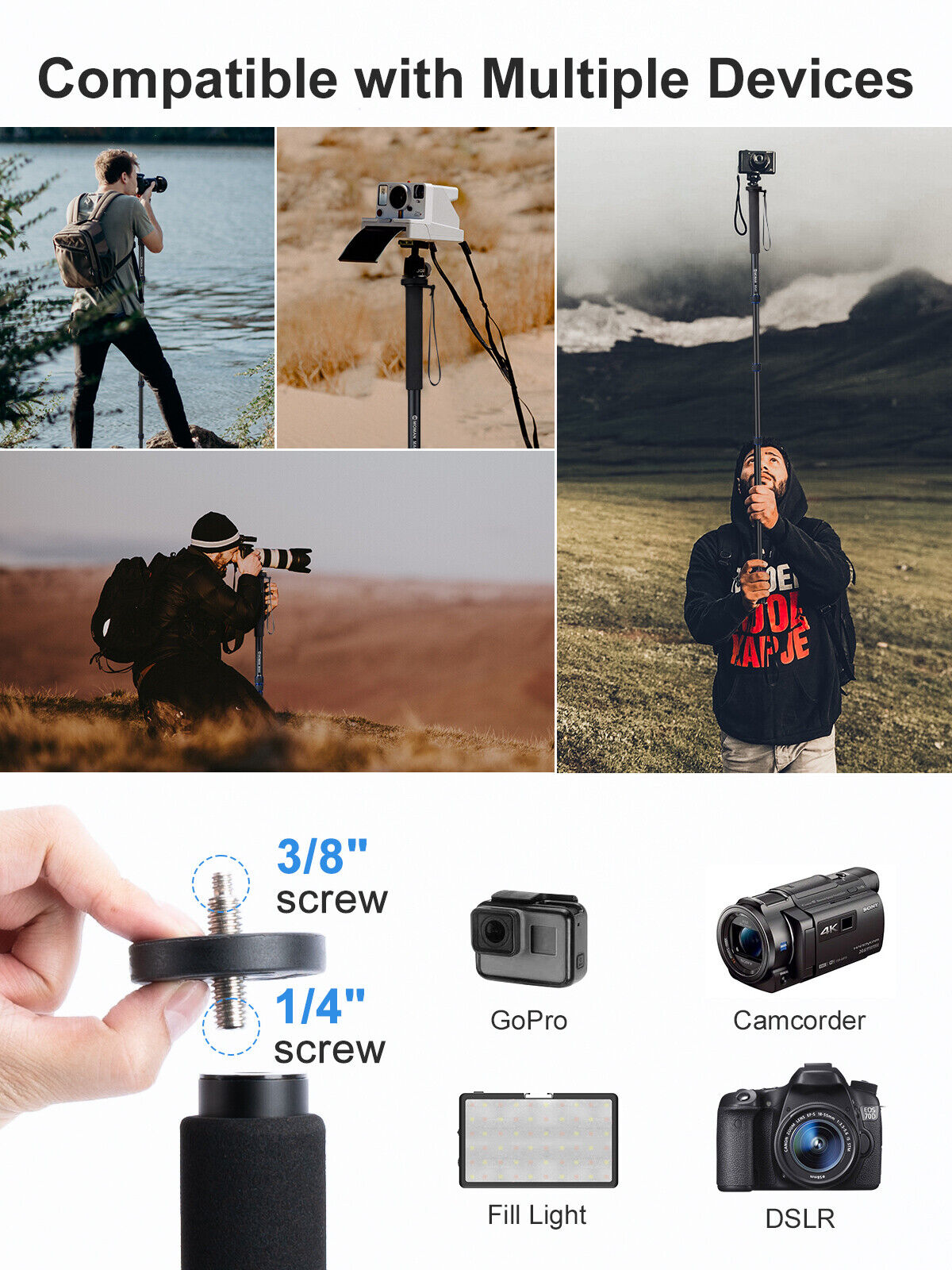 MOMAN MA65 Portable Camera Monopod & Tripod