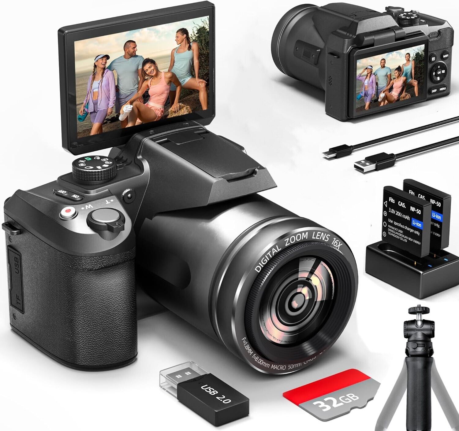 33MP 4K DSLR Camera with Lenses