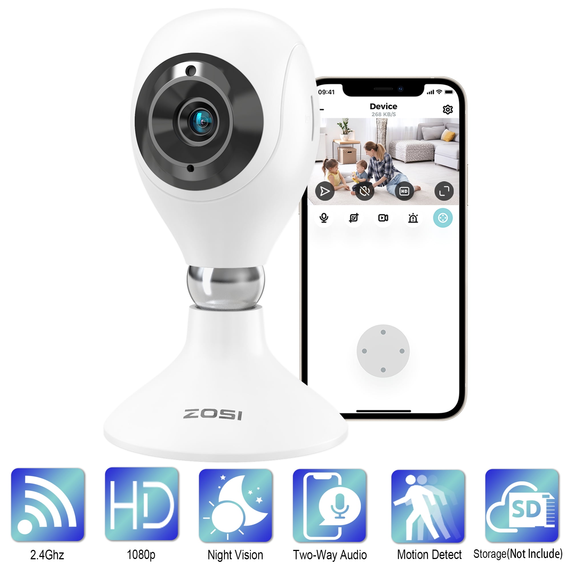 WiFi Security Camera with Night Vision & Audio