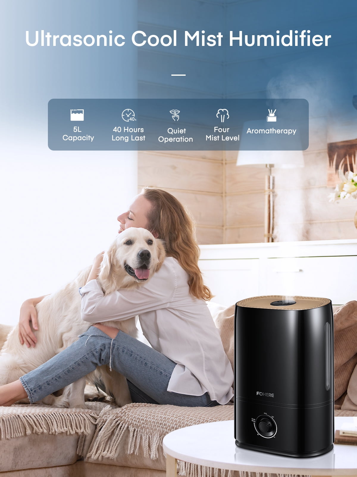 Smart Ultrasonic Humidifier with Essential Tray