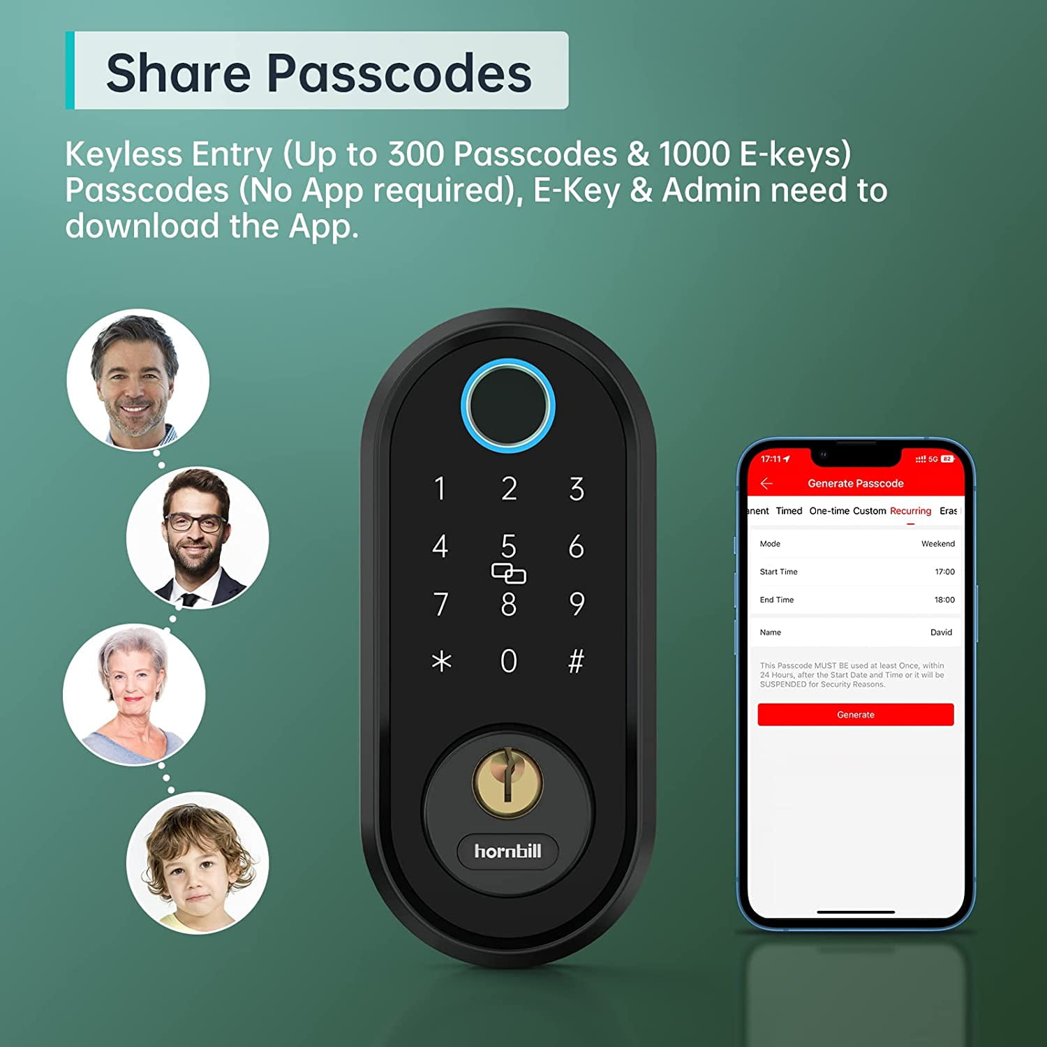 Hornbill Smart Lock with Keypad and Bluetooth