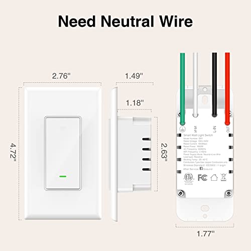 Smart Wi-Fi Light Switch with Voice Control (4-Pack)