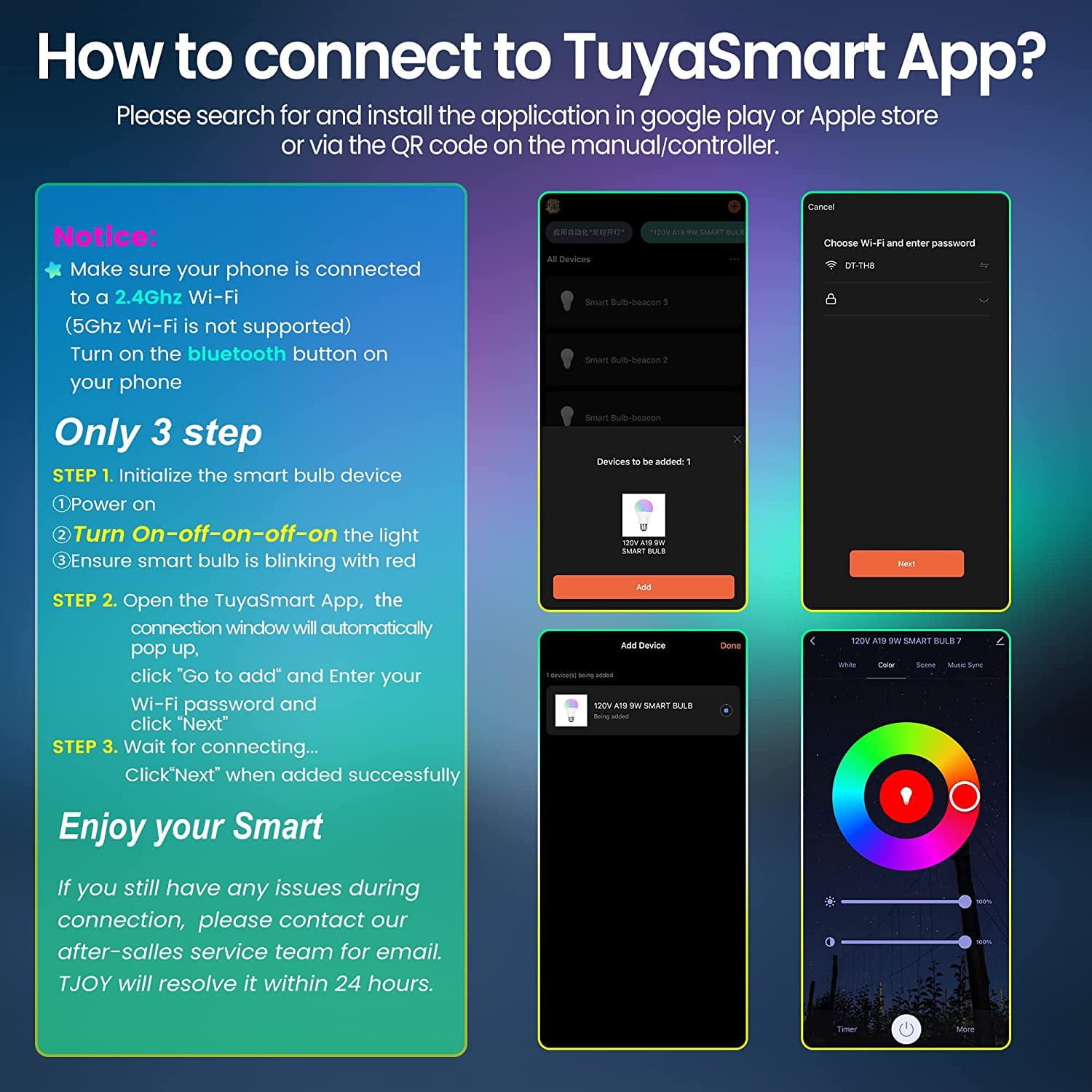 DAYBETTER 6-Pack Wi-Fi Color Changing Bulbs