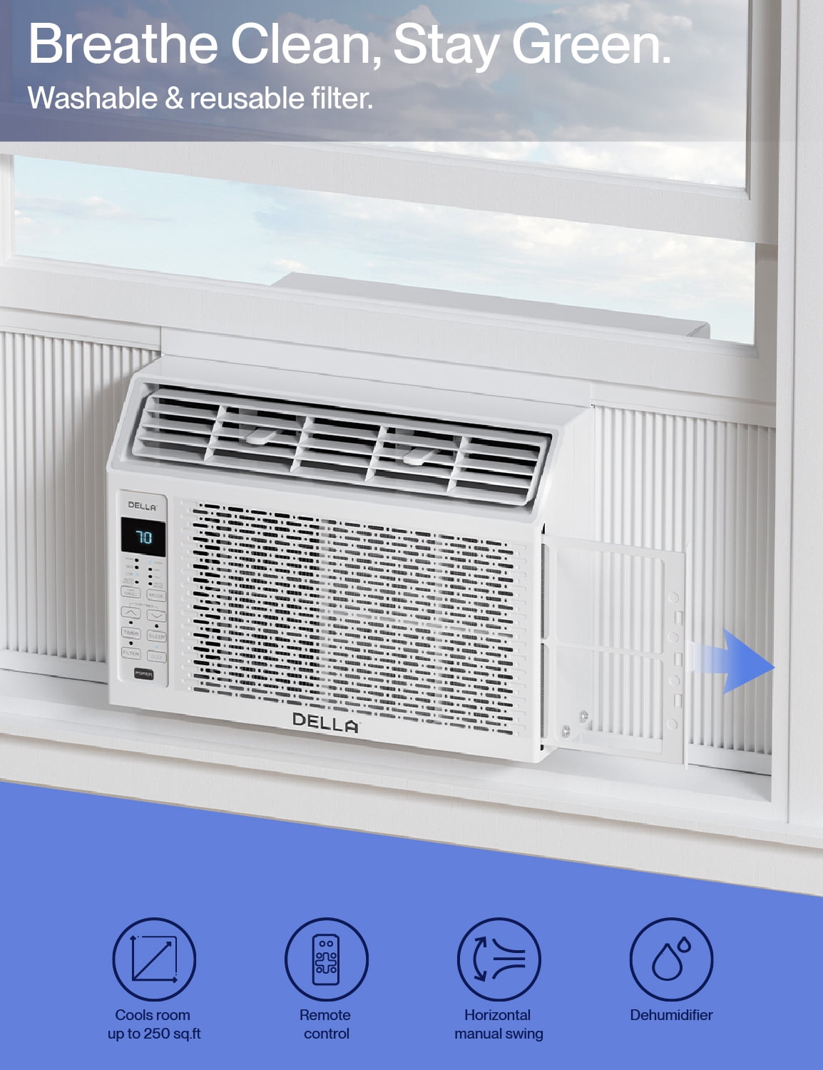 Smart Window AC with Dehumidifier & Fan