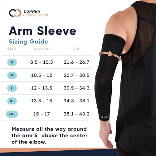 Black Copper Compression Full Arm Sleeve for Fitness
