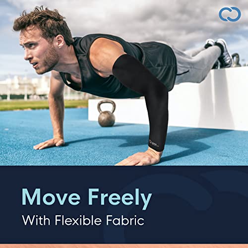 Black Copper Compression Full Arm Sleeve for Fitness