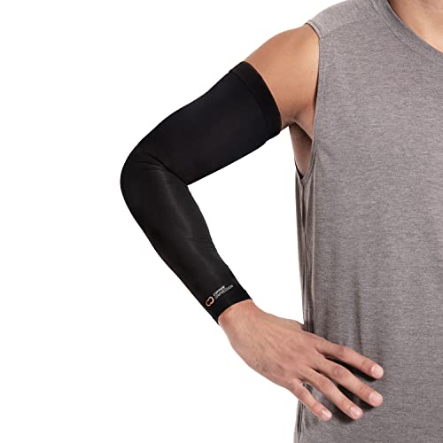 Black Copper Compression Full Arm Sleeve for Fitness