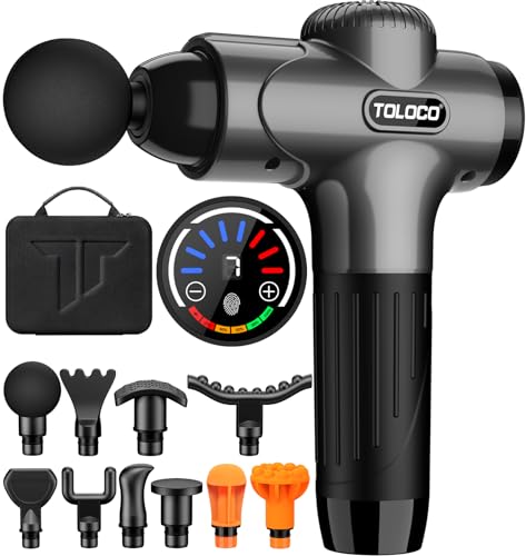 TOLOCO Deep Tissue Massage Gun with 12 Heads