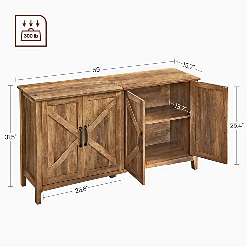Adjustable Shelf Buffet Cabinet for Rustic Living Room