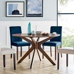 Modway Crossroads Round Wooden Dining Table, Walnut