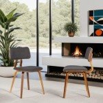 Jaguar Charcoal Fabric Dining Chair with Walnut Finish