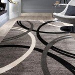 Modern Round Wave Design Area Rug, Gray 1.52x2.1m