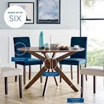 Modway Crossroads Round Wooden Dining Table, Walnut