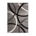 Modern Round Wave Design Area Rug, Gray 1.52x2.1m