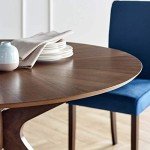 Modway Crossroads Round Wooden Dining Table, Walnut