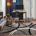 Modern Round Wave Design Area Rug, Gray 1.52x2.1m