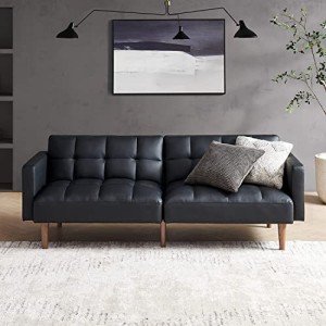 Mopio Aaron Midnight Black Futon Sleeper Sofa