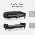 Mopio Aaron Midnight Black Futon Sleeper Sofa