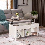 VINGLI White Lift Top Coffee Table with Storage