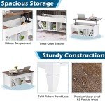 VINGLI White Lift Top Coffee Table with Storage