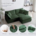 Modern Green Deep Seat Sectional Sofa with Ottoman