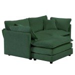 Modern Green Deep Seat Sectional Sofa with Ottoman