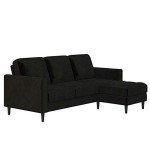 Black Velvet Reversible Sectional Sofa - Strummer